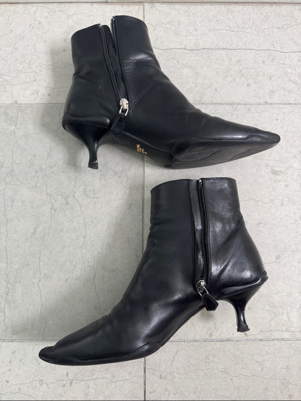 Prada Black Pointed Toe Ankle Boots size IT 37 - Picture 7 of 17